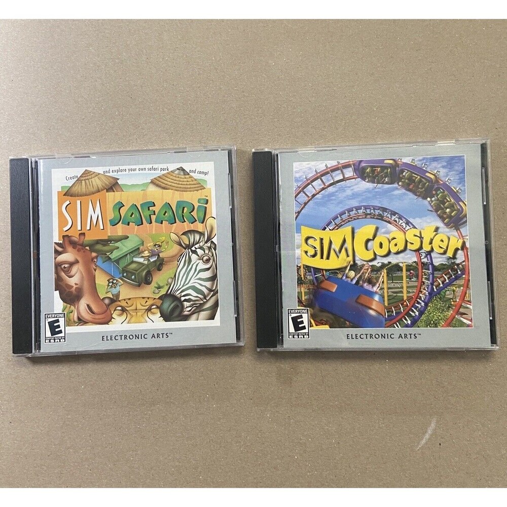 Electronic Arts Sim Coaster  and Sim Safari Pc Games in Jewel Case As shown